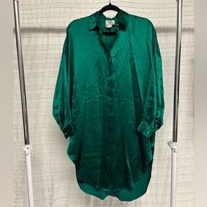 The Company Store | Vintage! 100% Silk Emerald Green Nightshirt, Size Small